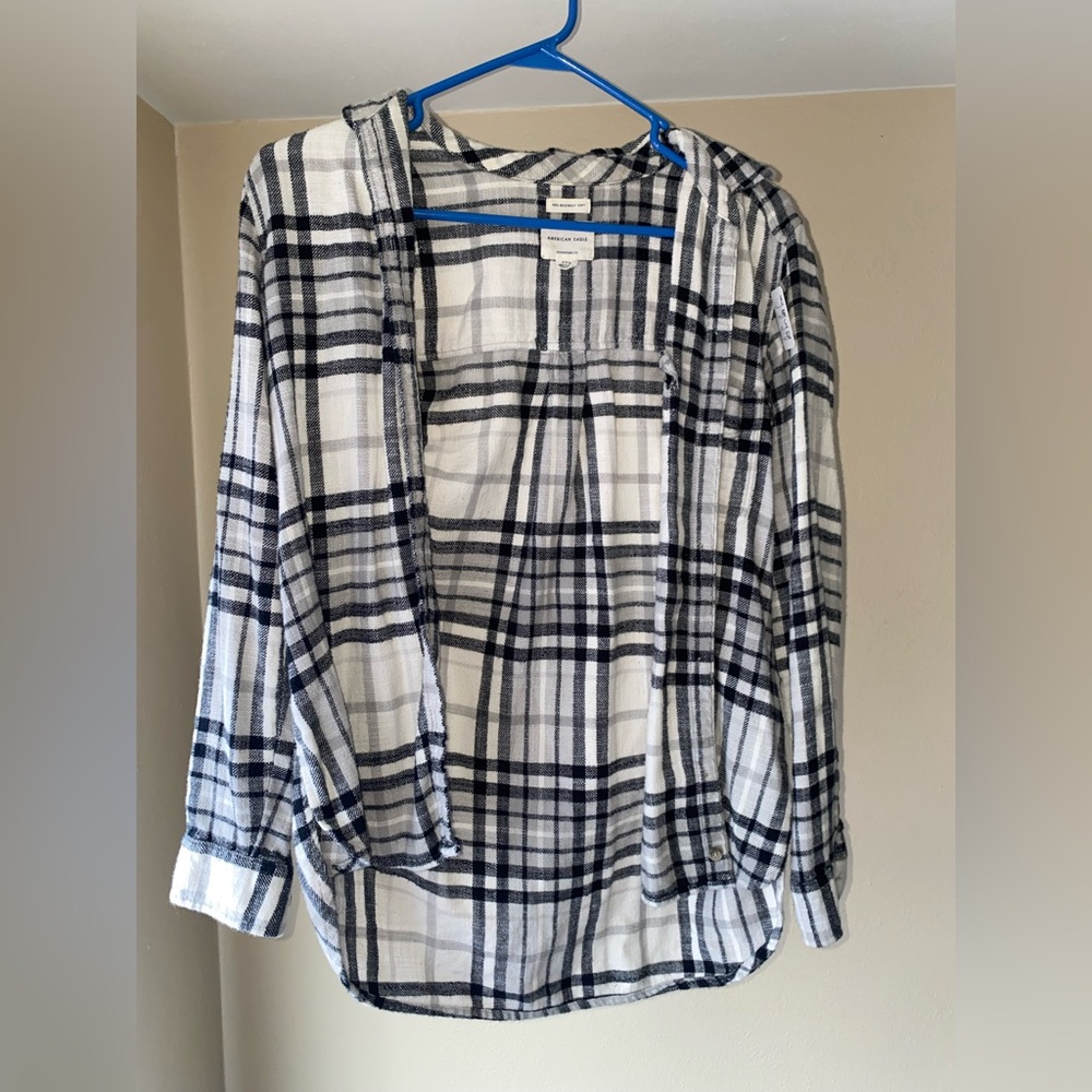 American Eagle Outfitters Black and White Checkered Shirt